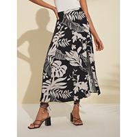 Satin Floral Print Midi Skirt Lightinthebox