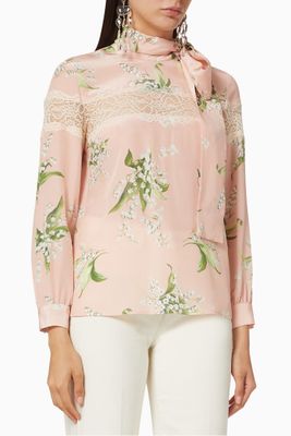 May Lily Print Silk Blouse May Lily Print Silk Blouse