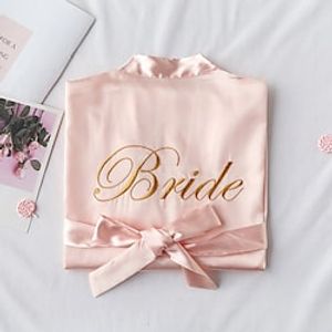 Women's Pajamas Robes Gown Bathrobes Nighty 1 PCS Pure Color Simple Hot Fashion Home Wedding Party Spa Silk Gift Crew Neck Long Sleeve Basic Belt Included Spring Summer White Pink / Satin miniinthebox