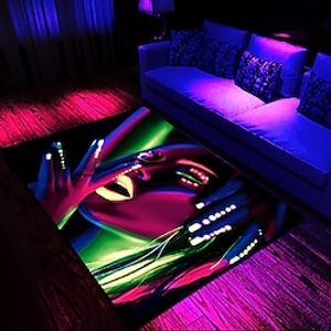 Stylish Woman Blacklight Rug Carpet Floor Mat UV Reactive Glow in the Dark Rug Large Non-Slip Rug Mat Carpet for Room Decor miniinthebox