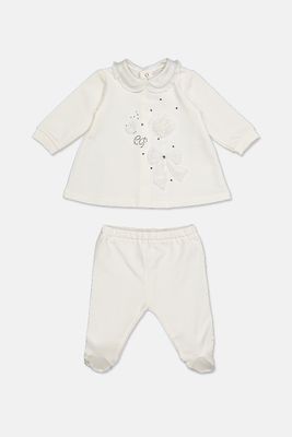 Baby Girls 2-Pieces Rhinestones Top & Pants Set  Ivory