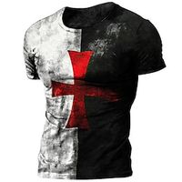 Men's Unisex T shirt Tee 3D Print Graphic Prints Cross Crew Neck Street Daily Print Short Sleeve Tops Casual Vintage Big and Tall Sports Black  Summer Lightinthebox - thumbnail