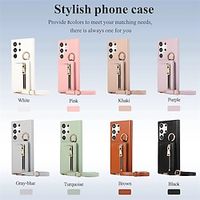 Phone Case For Samsung Galaxy S23 Ultra Plus S23 S22 S22 Plus  Ultra A54 A53 A52 Back Cover Zipper with Lanyard Kickstand Solid Color PC PU Leather miniinthebox - thumbnail