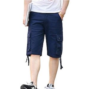Men's Cargo Shorts Hiking Shorts Pocket Straight Leg High Rise Solid Color Outdoor Wrinkle Resistant Knee Length Casual Daily Classic Athleisure Grass Green Black High Waist Lightinthebox