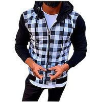 Men's Windbreaker Hoodie Jacket Full Zip Long Sleeve Outerwear Athletic Athleisure Winter Thermal Warm Windproof Soft Fitness Running Jogging Sportswear Activewear Plaid Checkered Green Red White Lightinthebox - thumbnail