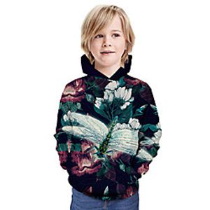 Kids Boys' Hoodie  Sweatshirt Long Sleeve 3D Print Floral Animal Print Wine Children Tops Summer Active Daily Wear Regular Fit 3-13 Years Lightinthebox