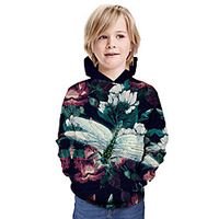 Kids Boys' Hoodie  Sweatshirt Long Sleeve 3D Print Floral Animal Print Wine Children Tops Summer Active Daily Wear Regular Fit 3-13 Years Lightinthebox - thumbnail