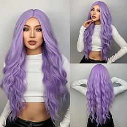 Purple Blonde Rainbow Body Wave Synthetic Wigs For Women 26 Inch Long Curly Hair For Cosplay Girls and Women Halloween Party Or Daily Use Wig Lightinthebox