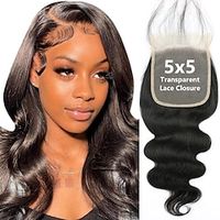 5x5 Transparent HD Lace Closure Only Body Wave Hair Closure Invisible Lace 12A Brazilian Virgin Remy Human Hair Frontal Closure 100% Human Hair Extensions Pre Plucked Natural Black 14 Inch Lightinthebox - thumbnail