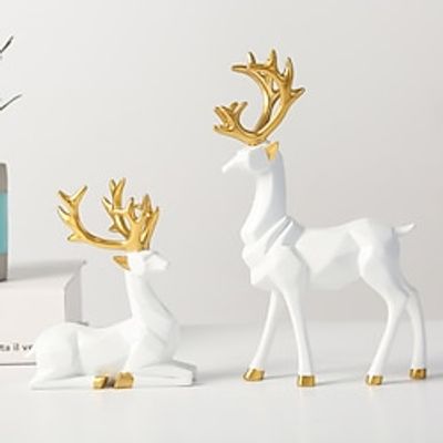 2pcs Reindeer Ornaments, Christmas And New Year Wedding Decoration, Office Desk, Home Decoration, Room Decoration Reindeer And TV Cabinet Creative Deer Jewelry - Perfect Living Room And Warm Decoratio miniinthebox