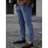 Men's Dress Pants Corduroy Pants Trousers Suit Pants Zipper Button Pocket Plain Comfort Breathable Outdoor Daily Going out Fashion Casual Black Blue miniinthebox