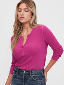 Ribbed Henley T-Shirt