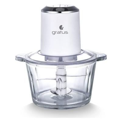 Gratus Hand Chopper Quadra Blade- 2 L Capacity, 2 Speed Control, Glass Bowl, Stainless Steel Blades X 4, Easy to Clean - GCP2621FEC