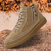 Men's Boots Casual Boots Walking Casual Daily Leather Comfortable Booties / Ankle Boots Loafer Black Khaki Gray Spring Fall miniinthebox - thumbnail
