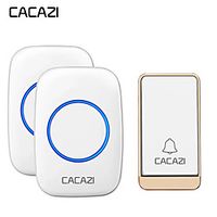 CACAZI Self-powered Wireless Doorbell Waterproof No battery 38 Chimes Cordless DoorBell 1 Button 2 Receiver miniinthebox - thumbnail