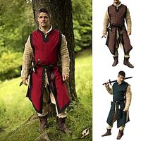 Retro Vintage Medieval 17th Century Masquerade Shirt Tunic Warrior Knight Ritter Viking Crusader Men's Cosplay Costume Halloween Party  Evening LARP (BELT NOT INCLUDED) Lightinthebox