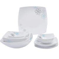 Royalford 27pcs Opal Hard Square Dinner Set, White, RF9753