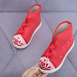 Boys' Boots Comfort Novelty Canvas Fashion Boots Little Kids(4-7ys) Big Kids(7years ) Daily Home Walking Cycling Shoes Walking Shoes Flower Red Pink White Fall Spring / Mid-Calf Boots miniinthebox