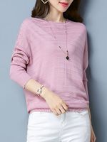 Casual Solid Batwing Sleeve Knit Sweater