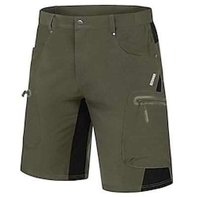 Men's Cargo Shorts Hiking Shorts Sports Going out Weekend Breathable Quick Dry Running Casual Patchwork Elastic Waist Plain Knee Length Gymnatics Activewear Black White Micro-elastic Lightinthebox