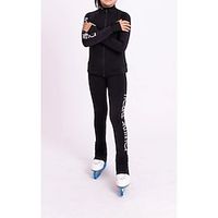 Over The Boot Figure Skating Tights Figure Skating Fleece Jacket Figure Skating Pants Women's Girls' Ice Skating Jacket Tights Top Black Black White Sky Blue White Patchwork Thumbhole Spandex Stretchy Lightinthebox