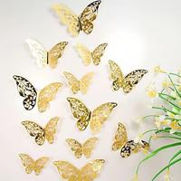 12pcs Golden Butterfly Decorations - 3D Wall Art for Parties, Crafts, and Baby Showers - Easy to Apply Stickers for Beautiful and Elegant Decor Lightinthebox