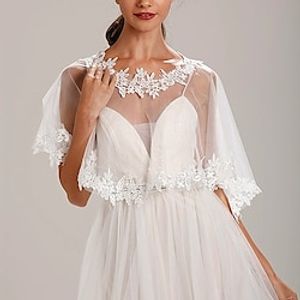 Shawls Women's Wrap Elegant Romantic Sleeveless Lace Wedding Wraps With Flower For Party Spring  Summer miniinthebox