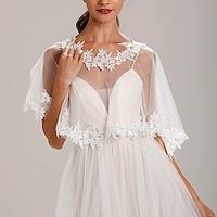 Shawls Women's Wrap Elegant Romantic Sleeveless Lace Wedding Wraps With Flower For Party Spring  Summer miniinthebox - thumbnail