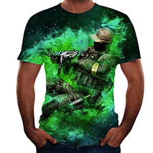 Men's T shirt 3D Print 3D Rivet Mesh Short Sleeve Casual Tops Sportswear Sports Blue Red Green Lightinthebox
