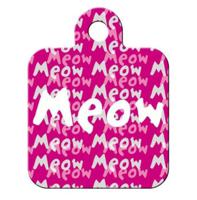 ID Tag Square Small Meow Pink