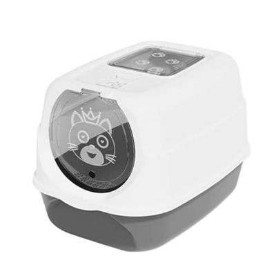 Cozy Paws Large Hooded Cat Toilet 57X41X38Cm - Grey