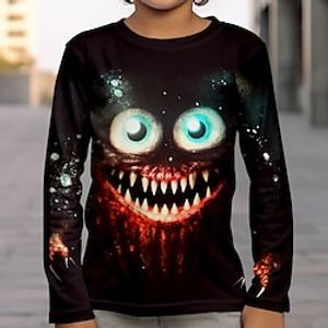 Halloween Boys 3D Graphic T shirt Tee Long Sleeve 3D Print Fall Winter Sports Fashion Streetwear Polyester Kids 3-12 Years Crew Neck Outdoor Casual Daily Regular Fit Lightinthebox