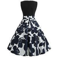 Audrey Hepburn Polka Dots 1950s Cocktail Dress Vintage Dress Dress Rockabilly Prom Dress Women's Costume Vintage Cosplay Homecoming Prom Sleeveless Knee Length Dress Christmas Lightinthebox - thumbnail