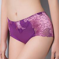 Lace-trim Cotton Crotch Underwear Seamless Comfortable Breathable Panties - thumbnail