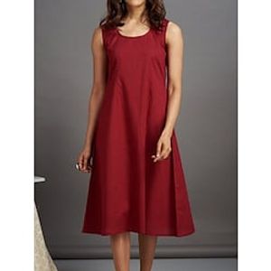 Women's Casual Dress Tank Dress Summer Dress Plain Ruched U Neck Midi Dress Active Fashion Outdoor Daily Sleeveless Loose Fit Red Summer Spring S M L XL XXL Lightinthebox