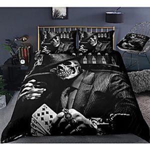 3d skull print 3-piece duvet cover set hotel bedding sets comforter cover with soft lightweight microfiber, include 1 duvet cover, 2 pillowcases for double/queen/king(1 pillowcase for twin/single) miniinthebox