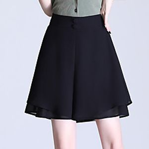 Women's Stylish Comfort Going out Weekend Culotte Pants Solid Color Knee Length Deep Blue Black Lightinthebox