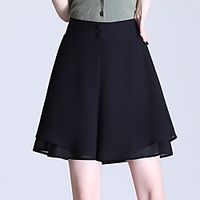 Women's Stylish Comfort Going out Weekend Culotte Pants Solid Color Knee Length Deep Blue Black Lightinthebox - thumbnail