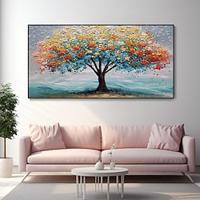 3D painting Hand Painted Canvas Flower Art painting hand painted Abstract Landscape Texture tree Oil Painting colorful Tree Planting wall Painting Bedside Painting Bedroom Art Spring decor Lightinthebox