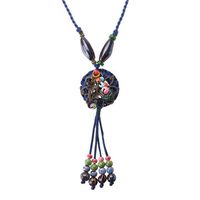 Ethnic Flower Bead Tassel Necklace