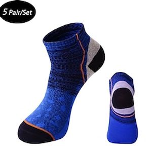 Men's 5 Pairs Ankle Socks Sneaker Socks Low Cut Socks Blue Light Grey Color Color Block Sports  Outdoor Casual Daily Medium Summer Stylish Classic Lightinthebox