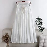 Women's Skirt Swing Midi Linen Pink Beige Gray White Skirts Summer Pleated Drawstring Fashion Long Summer Vacation Casual Daily S M L  Loose Fit Lightinthebox - thumbnail