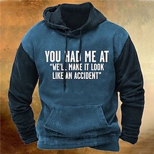 Men's Pullover Hoodie Sweatshirt Blue Hooded Color Block Letter Graphic Prints Print Daily Sports 3D Print Basic Streetwear Designer Spring   Fall Clothing Apparel Hoodies Sweatshirts  miniinthebox