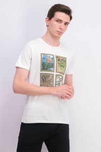 Mens Good Vibes Only Floral Print T-Shirt  White Combo