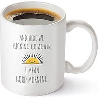 Inspirational Quotes Coffee Mug, 11oz White Porcelain Coffee Cups, Here We Go Again I Mean Good Morning Water Cups, Summer Winter Drinkware, Birthday Gifts Lightinthebox - thumbnail