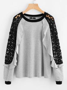 Casual Lace Patchwork Women Hoodies