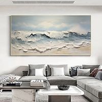 Handmade Original sea wave Oil Painting On Canvas Wall Art Decor Abstract Minimalist Painting for Home Decor With Stretched Frame/Without Inner Frame Painting Lightinthebox