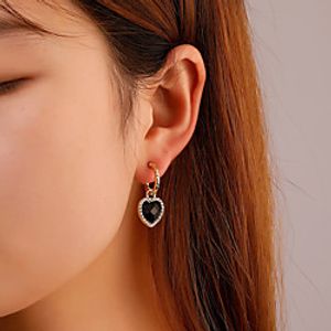 Women's Cubic Zirconia Earrings Drop Sweet Heart Stylish Simple European Korean Sweet Earrings Jewelry White  Black For Wedding Party Evening Street Date Beach Lightinthebox