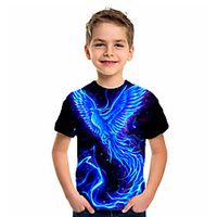 Kids Boys' T shirt Tee Short Sleeve Geometric Animal Print Blue Children Tops Summer Basic Holiday miniinthebox - thumbnail