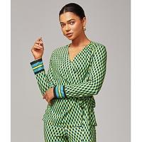 Green 3D Geometric Stretchy Wrap Top